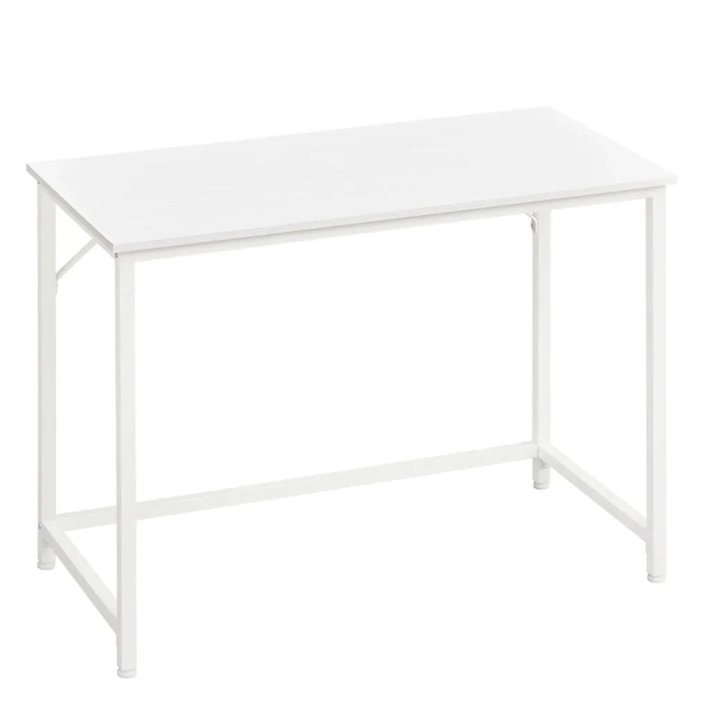 Piccola scrivania/postazione di lavoro 100 x 50 x 75 cm per ufficio soggiorno camera da letto montaggio semplice metallo stile industriale bianco 12_0004684