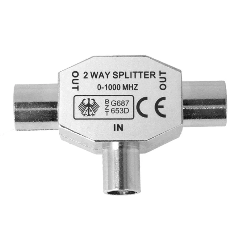 Sdoppiatore Splitter per Antenna TV in Metallo 1 Femmina 2 Maschi Distributore Derivatore Accoppiamento Antenna TV - Image 3