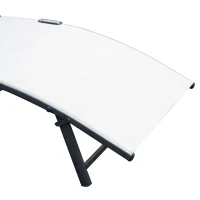 Sdraio da Giardino Pieghevole con Cuscino, Schienale con 7 Reclinazioni, 137x63.5x100.5cm, Beige - Image 8