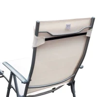 Sdraio da Giardino Pieghevole con Cuscino, Schienale con 7 Reclinazioni, 137x63.5x100.5cm, Beige - Image 9