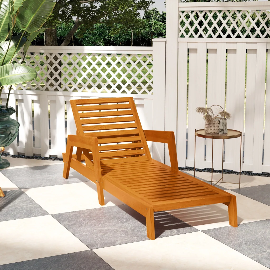 Sdraio da giardino Sdraio in legno legno massiccio 66 cm x 190 cm x 73 5 cm arancione - Image 2