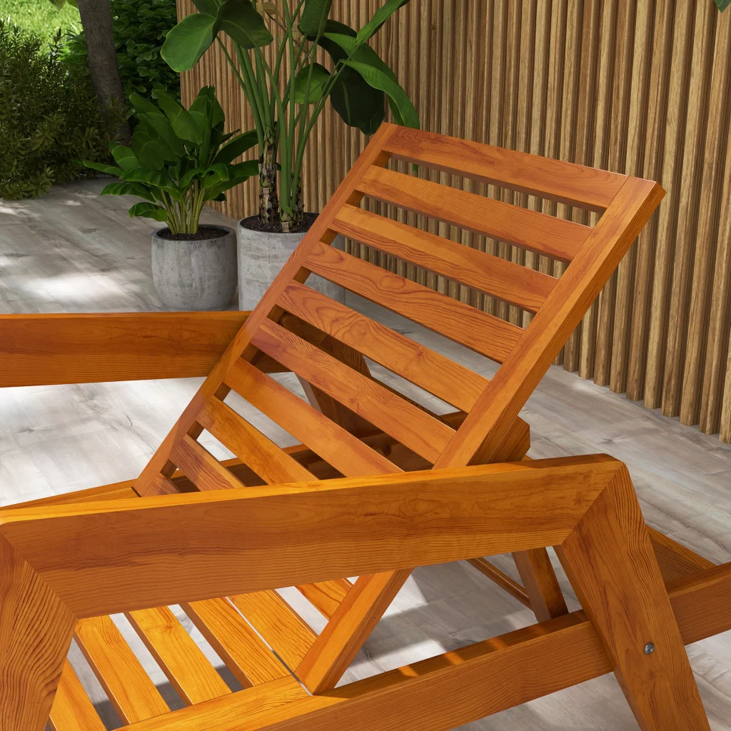 Sdraio da giardino Sdraio in legno legno massiccio 66 cm x 190 cm x 73 5 cm arancione - Image 7