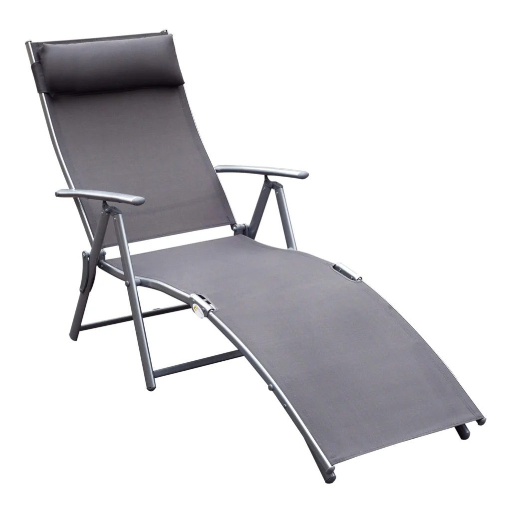 Sdraio da spiaggia imbottita 7 posizioni regolabili carico 165kg comfort grigio esterno