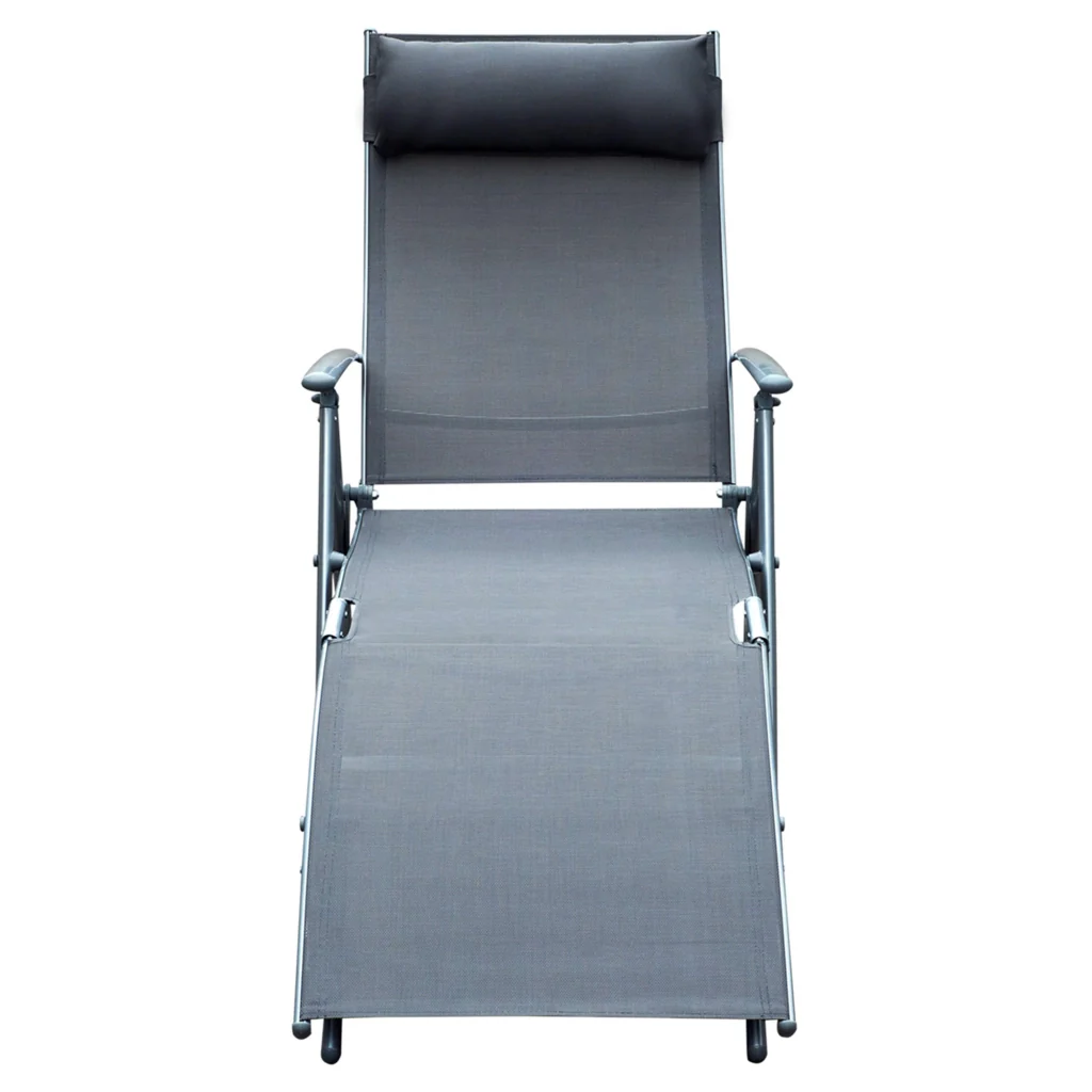 Sdraio da spiaggia imbottita 7 posizioni regolabili carico 165kg comfort grigio esterno - Image 8