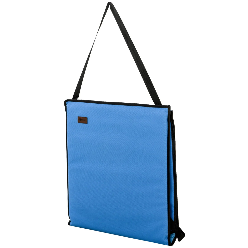 Sdraio da spiaggia pieghevole schienale regolabile cinghia da trasporto rivestimento morbido telaio in acciaio blu 142x51x40cm - Image 9