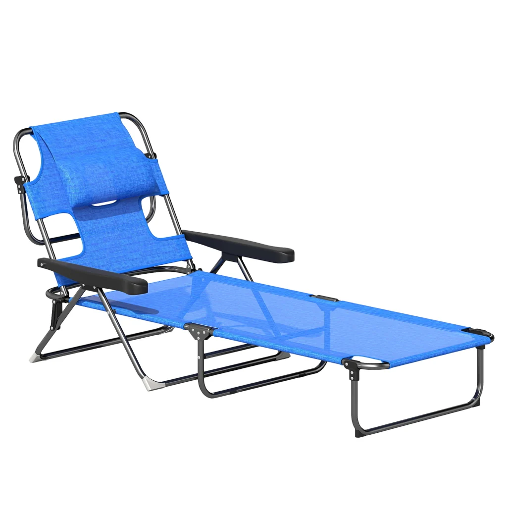 Sdraio pieghevole impermeabile 194x72x31cm nero e blu scuro