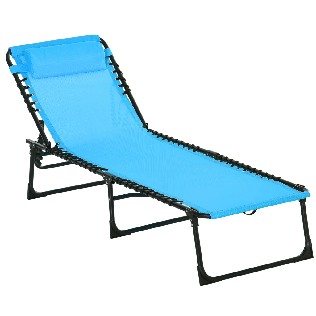 Sdraio pieghevole tessuto traspirante telaio in metallo 189×58×30cm blu