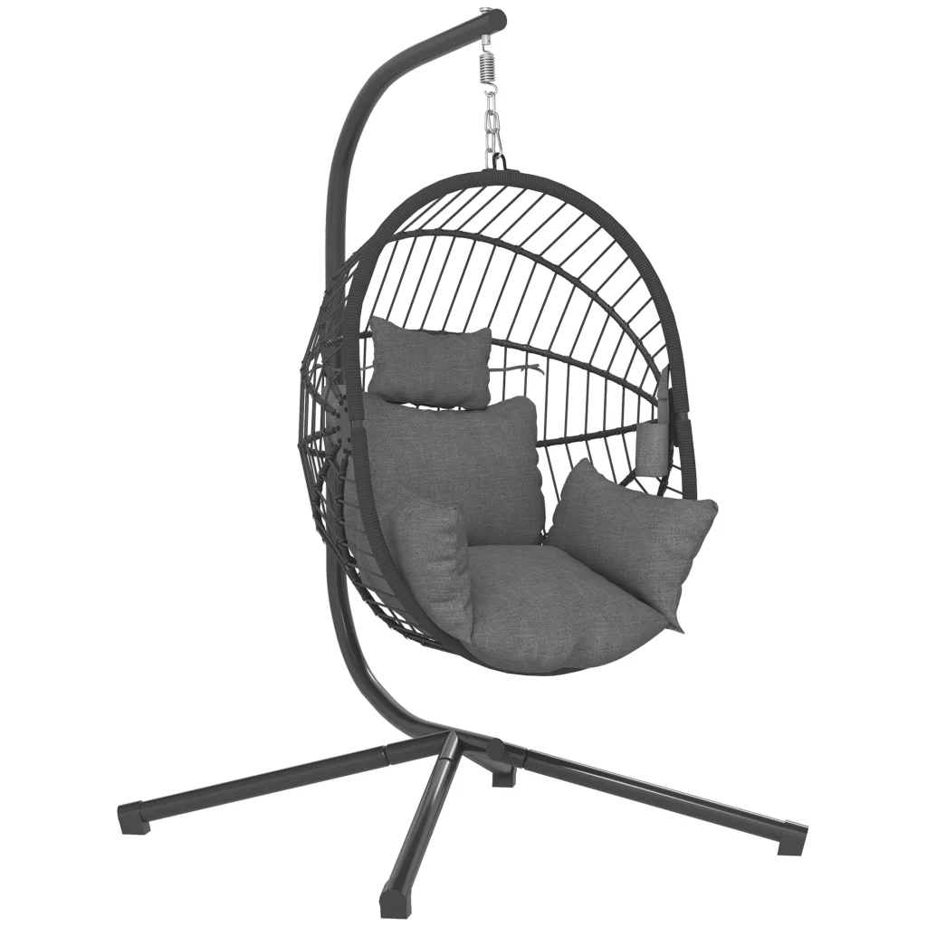 Sedia da esterno Sedia sospesa inclusa tappezzeria sedia a uovo 120 cm x 106 cm x 188 cm grigia