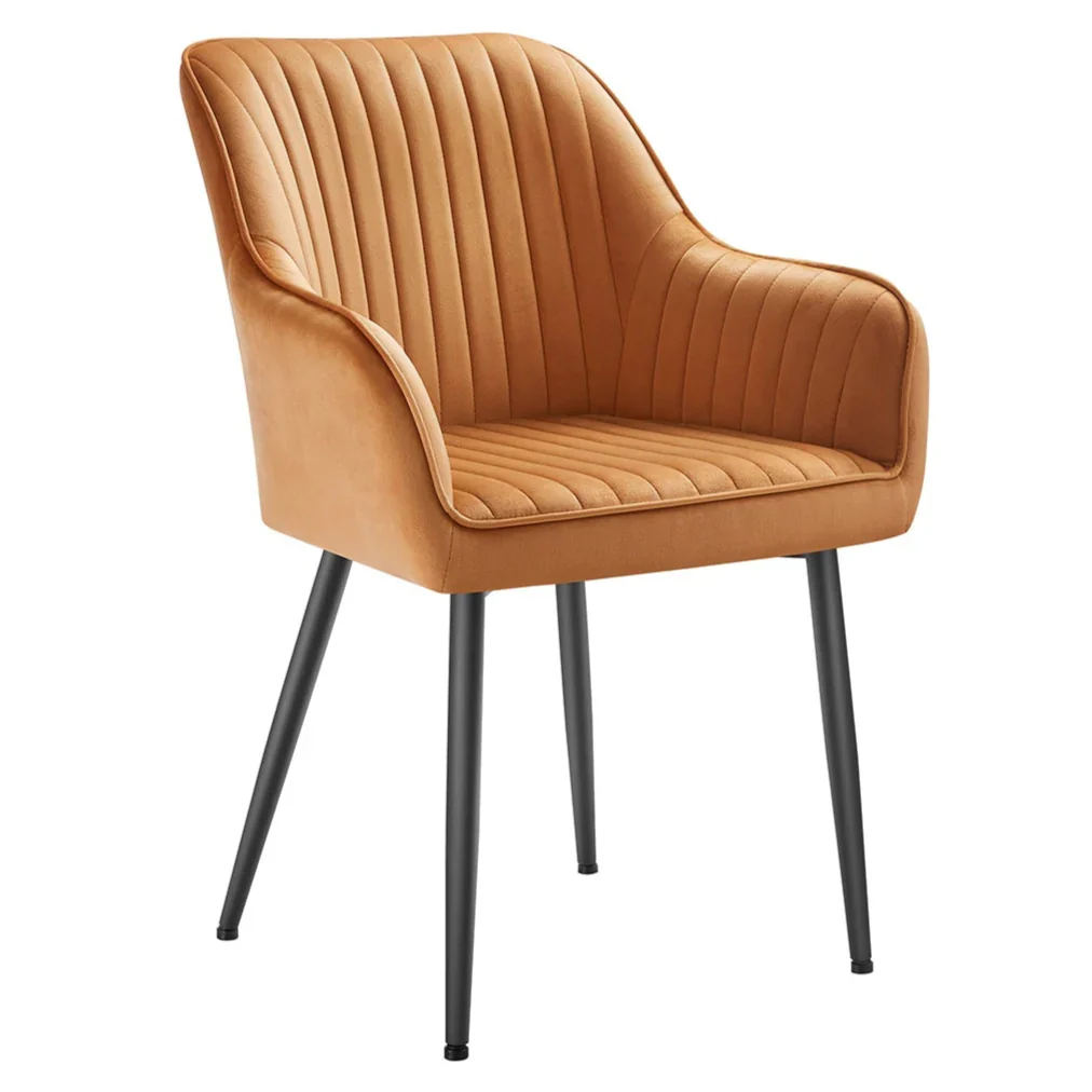 Sedia da pranzo poltrona seduta imbottita con braccioli larghezza seduta 49 cm gambe in metallo rivestimento in velluto portata 110 kg per soggiorno o camera da letto marrone 12_0004908