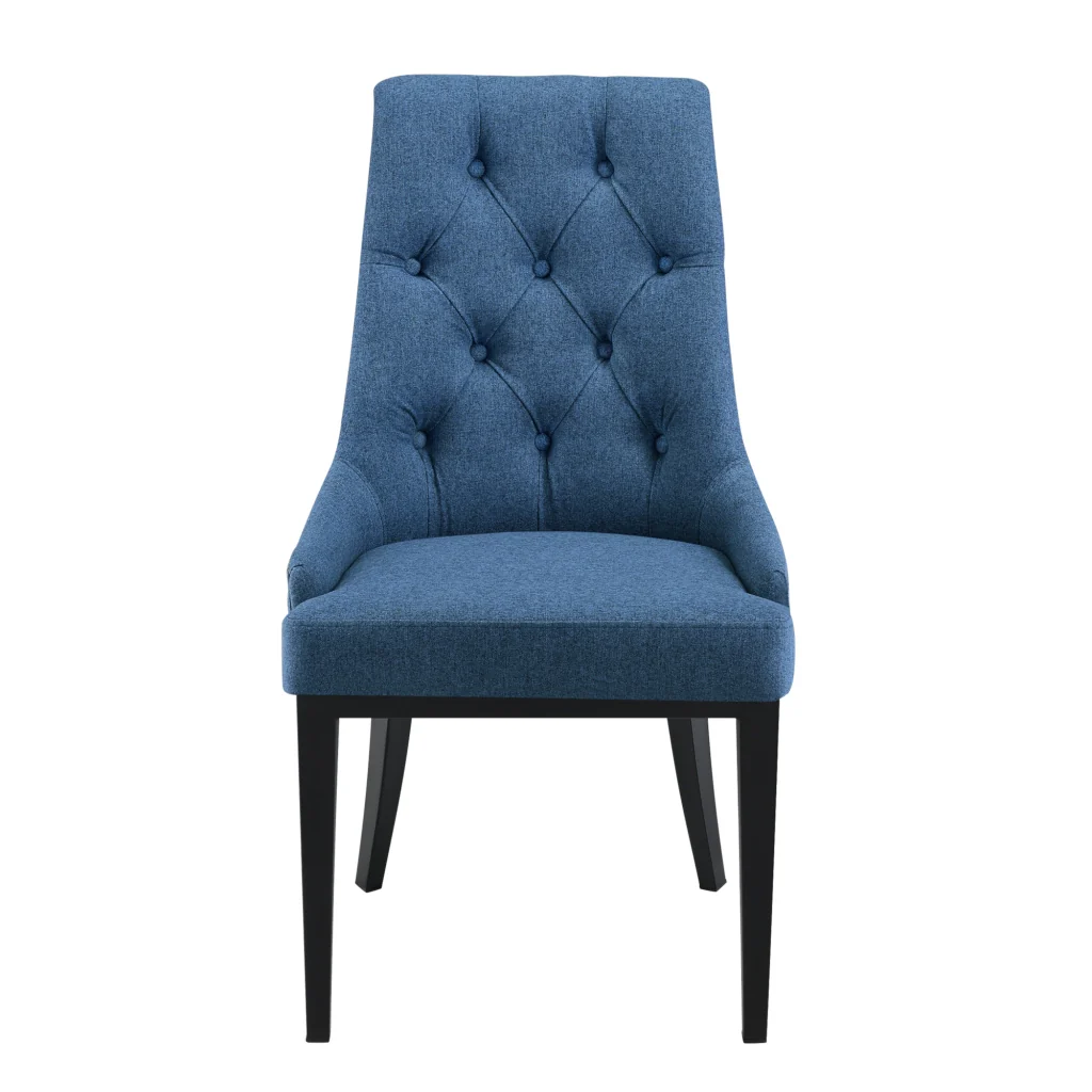 Sedia da Sala/Salotto/Soggiorno/Pranzo Poltrona in Stile Chesterfield con Schienale in Tessuto Alta Trapuntata e Gambe in Metallo - Blu Scuro - Image 3