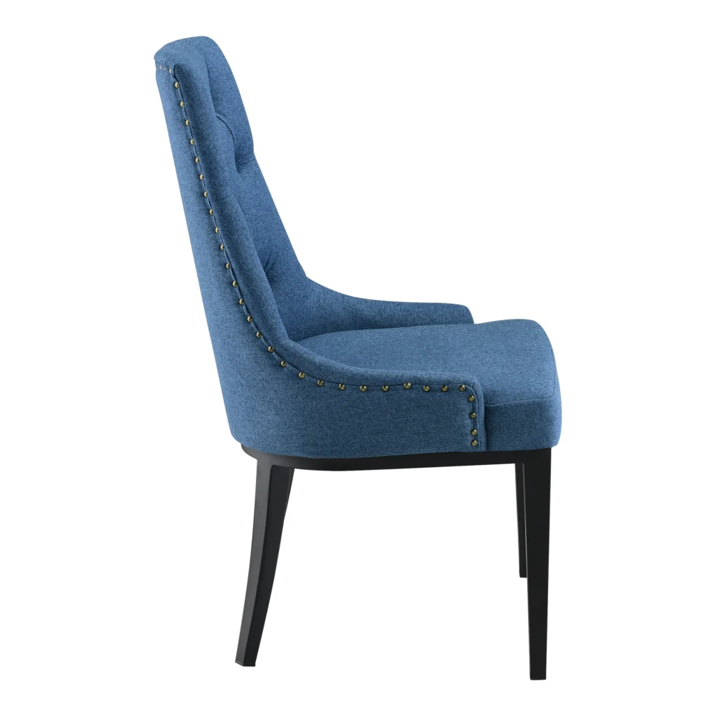 Sedia da Sala/Salotto/Soggiorno/Pranzo Poltrona in Stile Chesterfield con Schienale in Tessuto Alta Trapuntata e Gambe in Metallo - Blu Scuro - Image 4