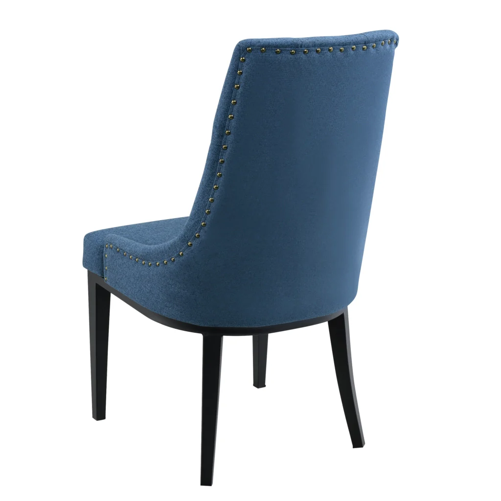 Sedia da Sala/Salotto/Soggiorno/Pranzo Poltrona in Stile Chesterfield con Schienale in Tessuto Alta Trapuntata e Gambe in Metallo - Blu Scuro - Image 5