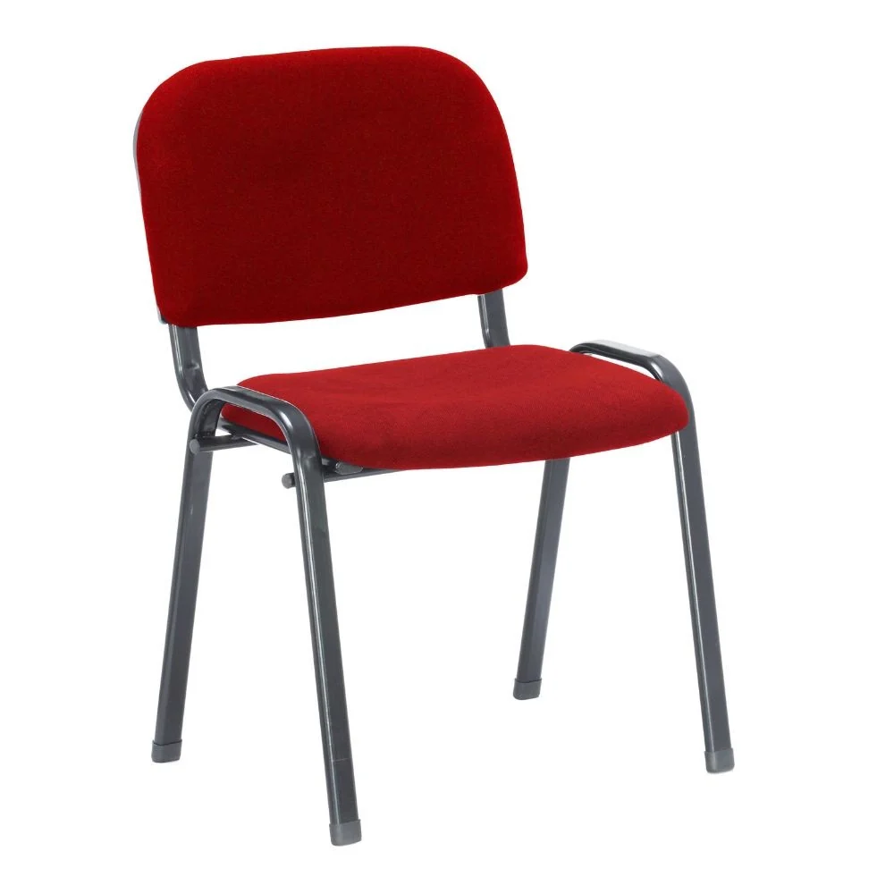 Sedia da ufficio con struttura in metallo nero e tessuto rosso - Image 2