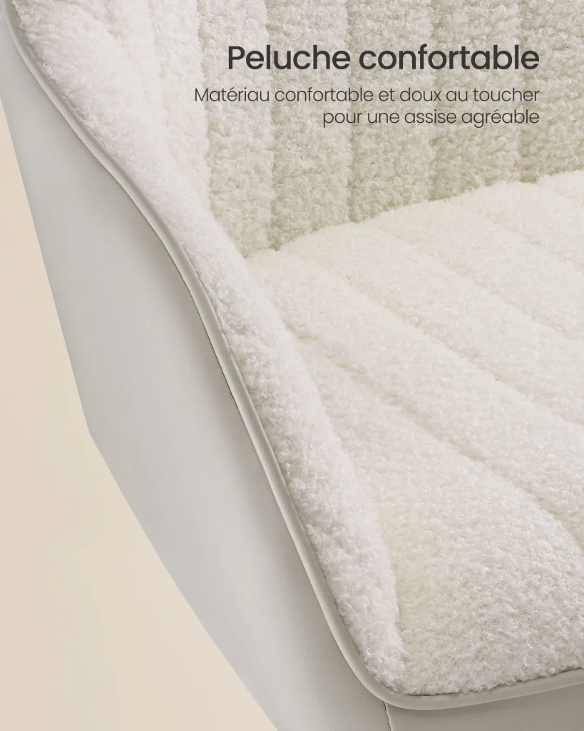 Sedia da ufficio con superficie in velluto sedia girevole seduta ergonomica imbottitura in schiuma altezza regolabile beige 12_0004852 - Image 2
