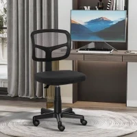 Sedia da Ufficio Ergonomica in Rete Senza Braccioli e Regolabile in Altezza, Nero - Image 2