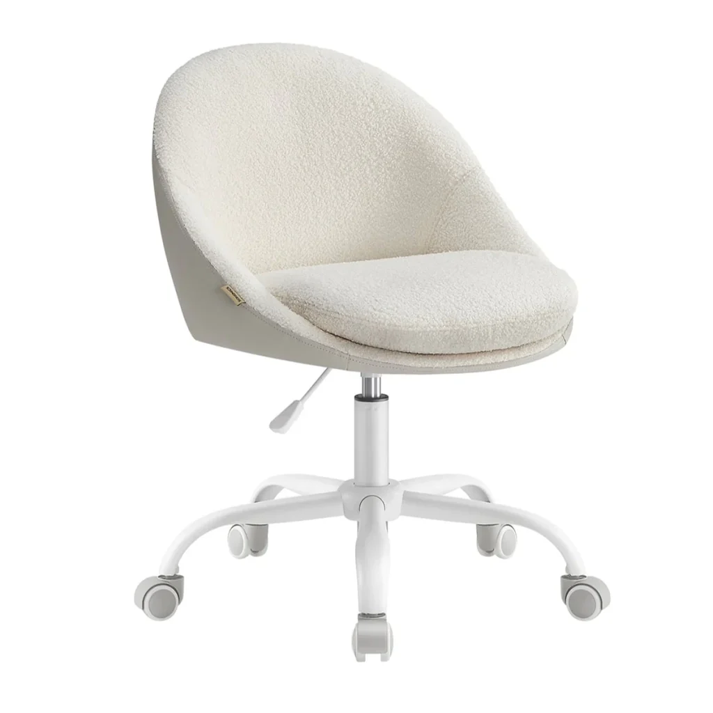 Sedia da ufficio girevole seduta comoda imbottitura in schiuma altezza regolabile per ufficio camera da letto sala riunioni beige 12_0004874