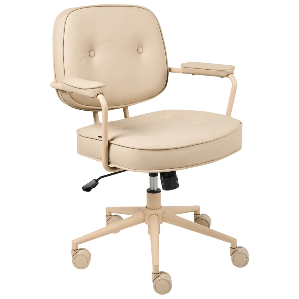 Sedia da ufficio in tessuto Struttura in metallo ecopelle Funzione girevole Altezza regolabile Mobili da ufficio Beige