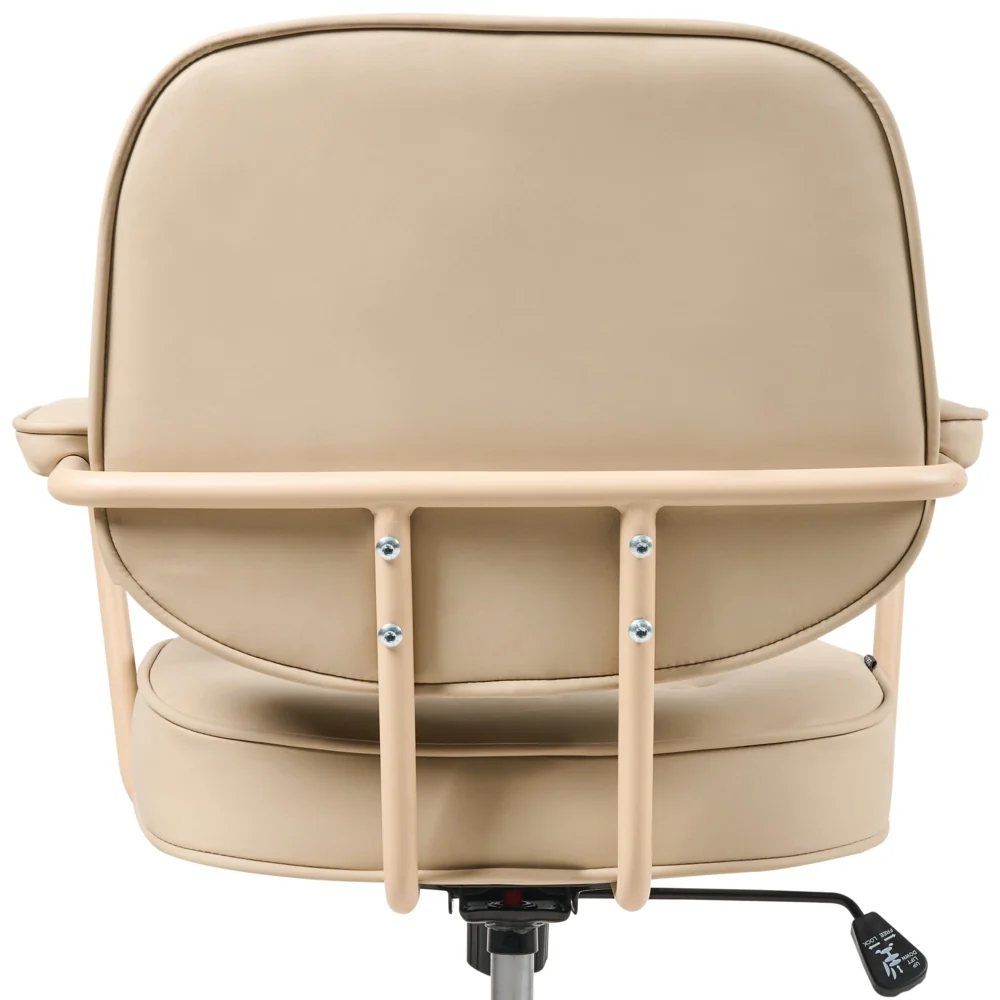 Sedia da ufficio in tessuto Struttura in metallo ecopelle Funzione girevole Altezza regolabile Mobili da ufficio Beige - Image 6