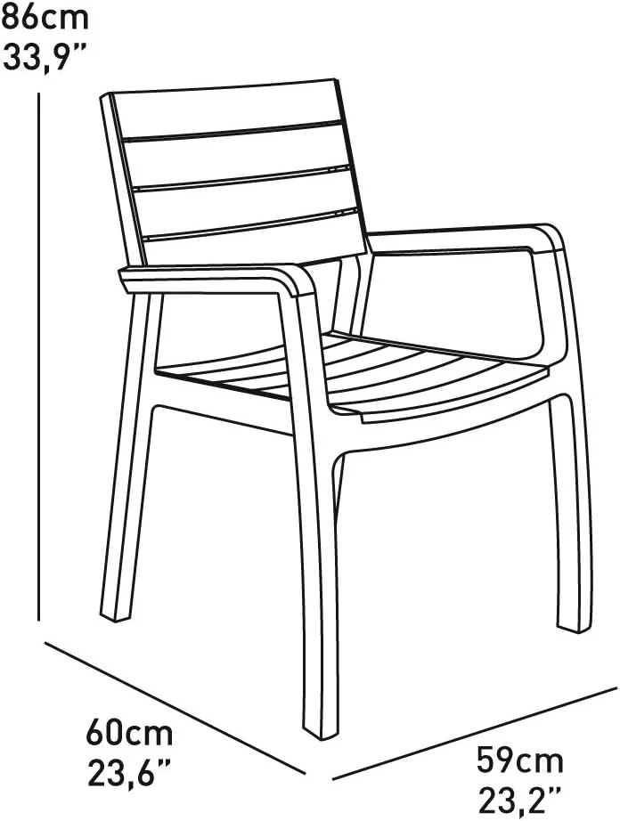 Sedia da Giardino con Braccioli in Polipropilene Effetto Rattan e Doghe Legno Colore Bianco e Cappuccino Harmony Armchair Keter - Image 5