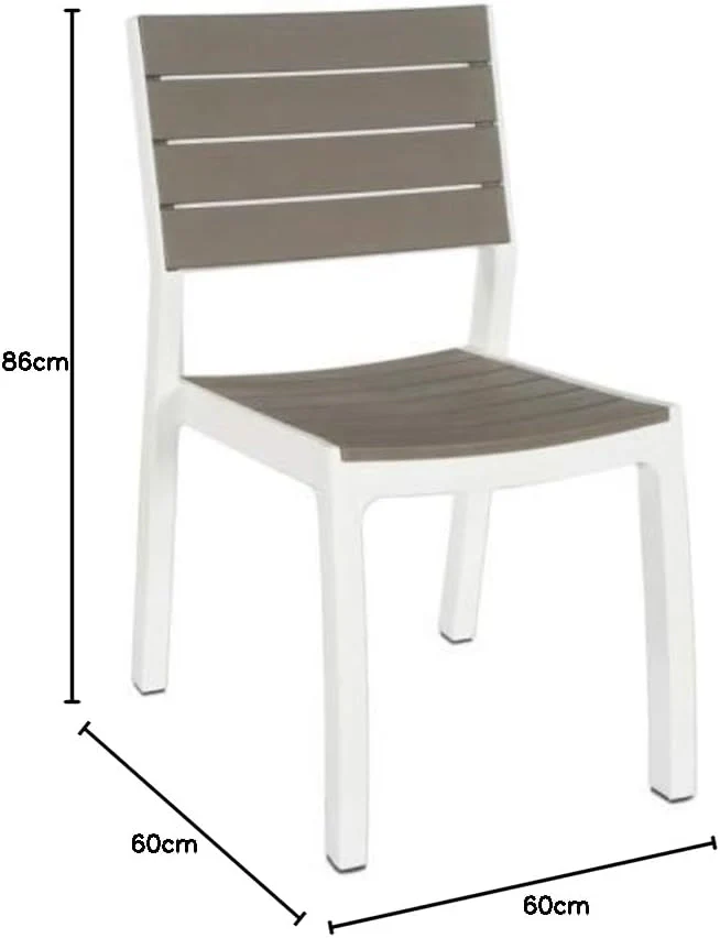 Sedia da Giardino in Polipropilene Effetto Rattan e Doghe Legno Colore Bianco e Cappuccino Harmony Keter - Image 3