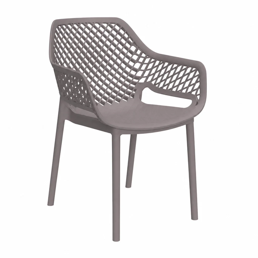 SEDIA IN POLIPROPILENE SCHIENALE FORATO 'ARIA ARMCHAIR' taupe  - BICA