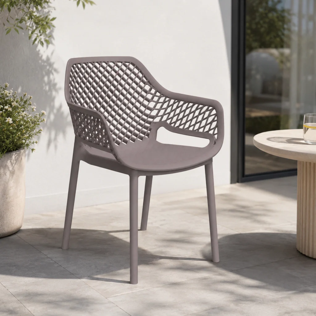 SEDIA IN POLIPROPILENE SCHIENALE FORATO 'ARIA ARMCHAIR' taupe  - BICA - Image 2