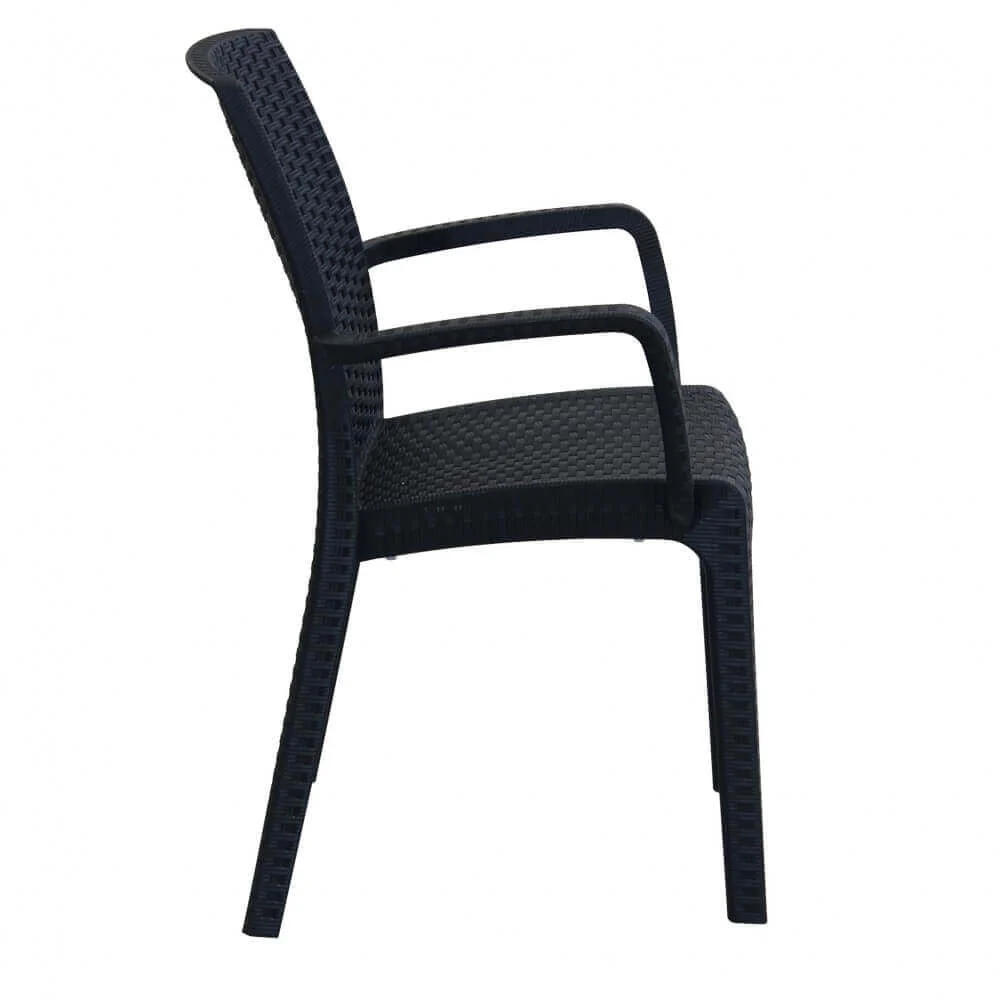 Sedia indiana 57x59x86 h cm in Wicker Antracite - Image 3