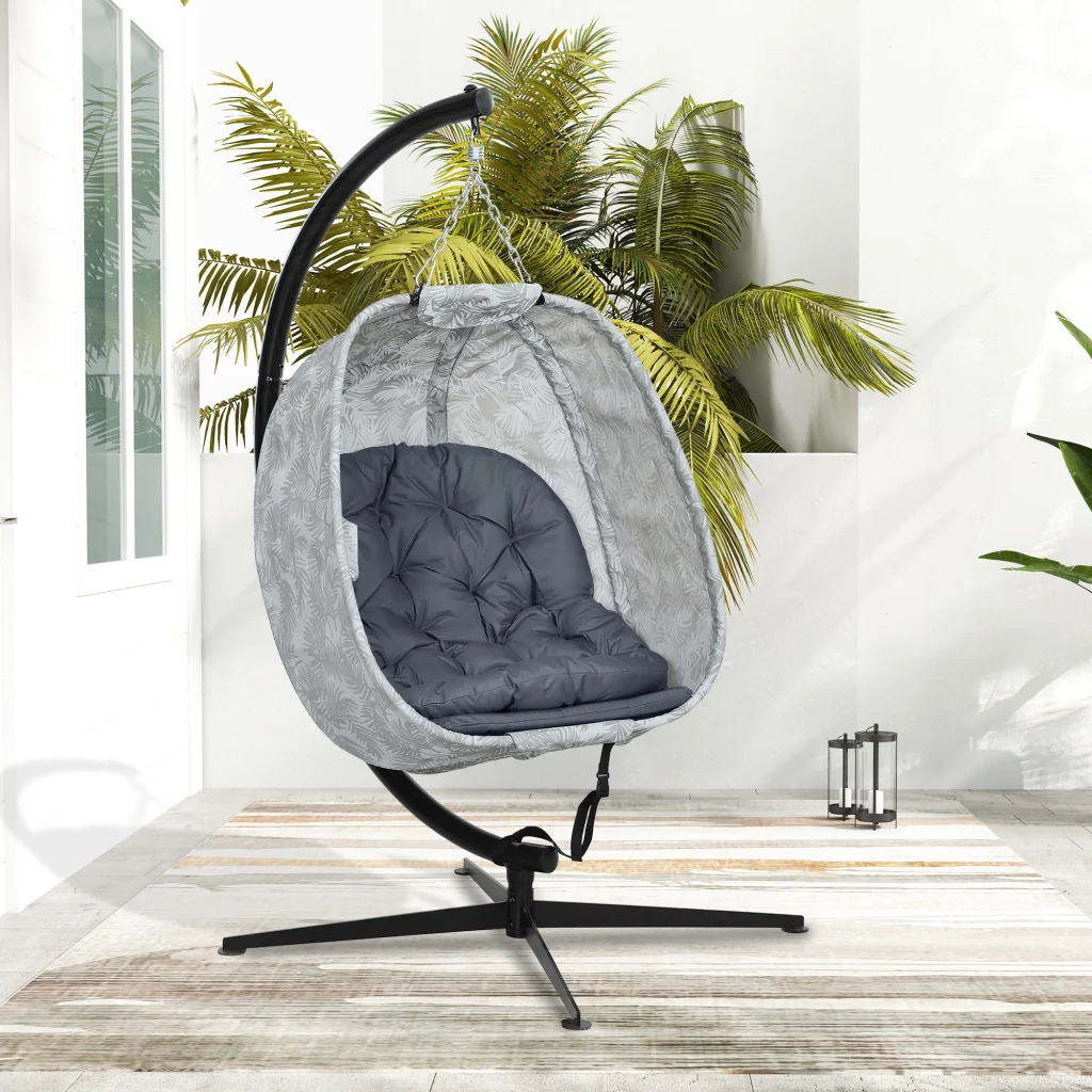 Sedia sospesa a forma di uovo per uso esterno altalena con telaio cuscini per sedile Indoor Outdoor - Image 9