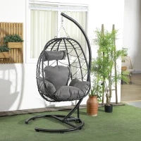 Sedia Sospesa da Giardino, Resistente alle Intemperie, Cuscino Incluso, 102 cm x 102 cm x 195 cm, Grigio Scuro - Image 2