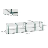Serra a Tunnel in Acciaio e PVC Impermeabile e Anti UV con 4 Porte a Cerniera, 395x100x80 cm - Image 3