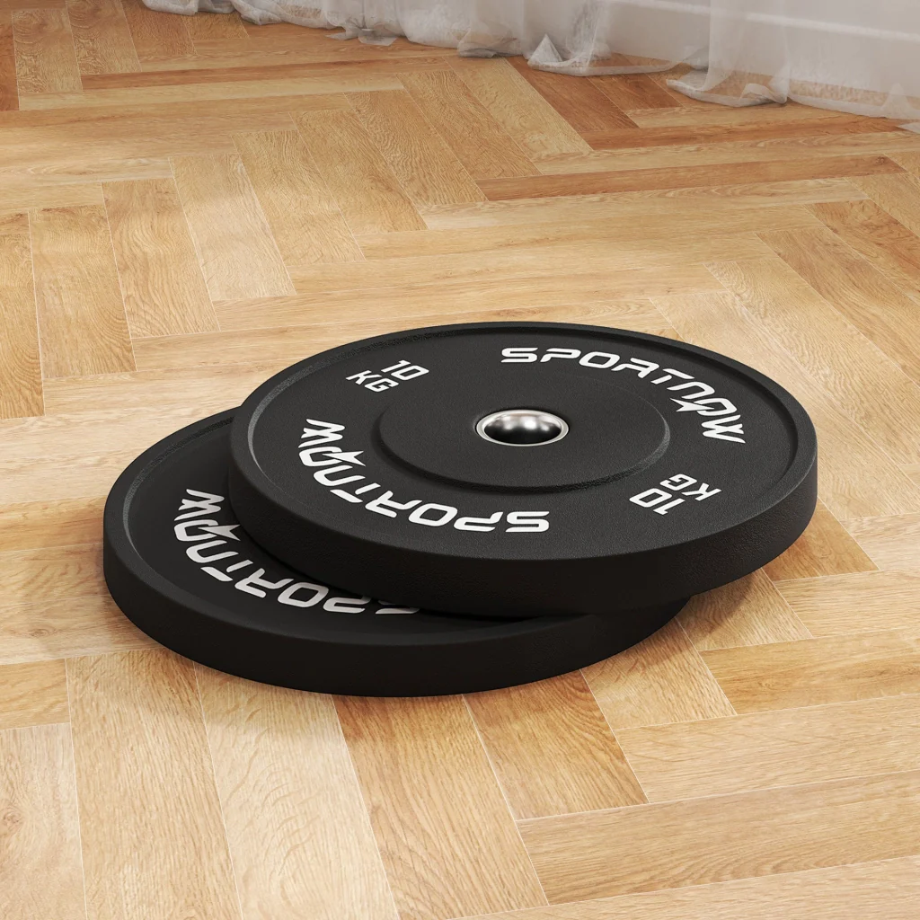 Set 2 Dischi Pesi da 10kg con Foro da 2"/5 cm per Manubri e Bilancieri in Gomma Nero - Image 7