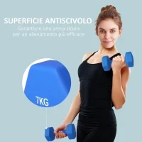 Set 2 Manubri Esagonali da 2x7kg in Metallo e Plastica con Impugnatura Antiscivolo, 22.5x10.5x10.5 cm, Blu - Image 6