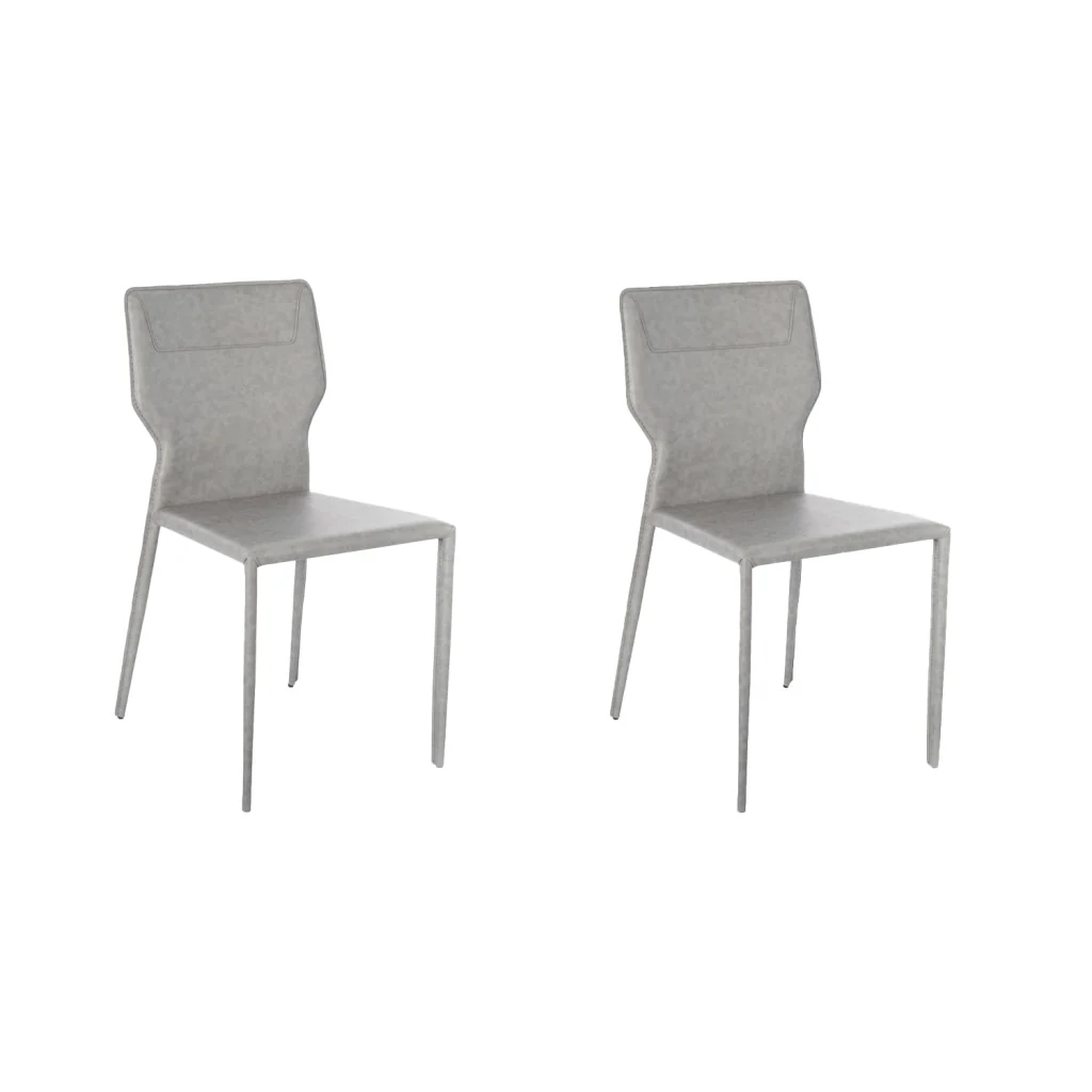 Set 2 Sedie 56x44xH86,5 cm in Similcuoio e Metallo Kim Grigio chiaro