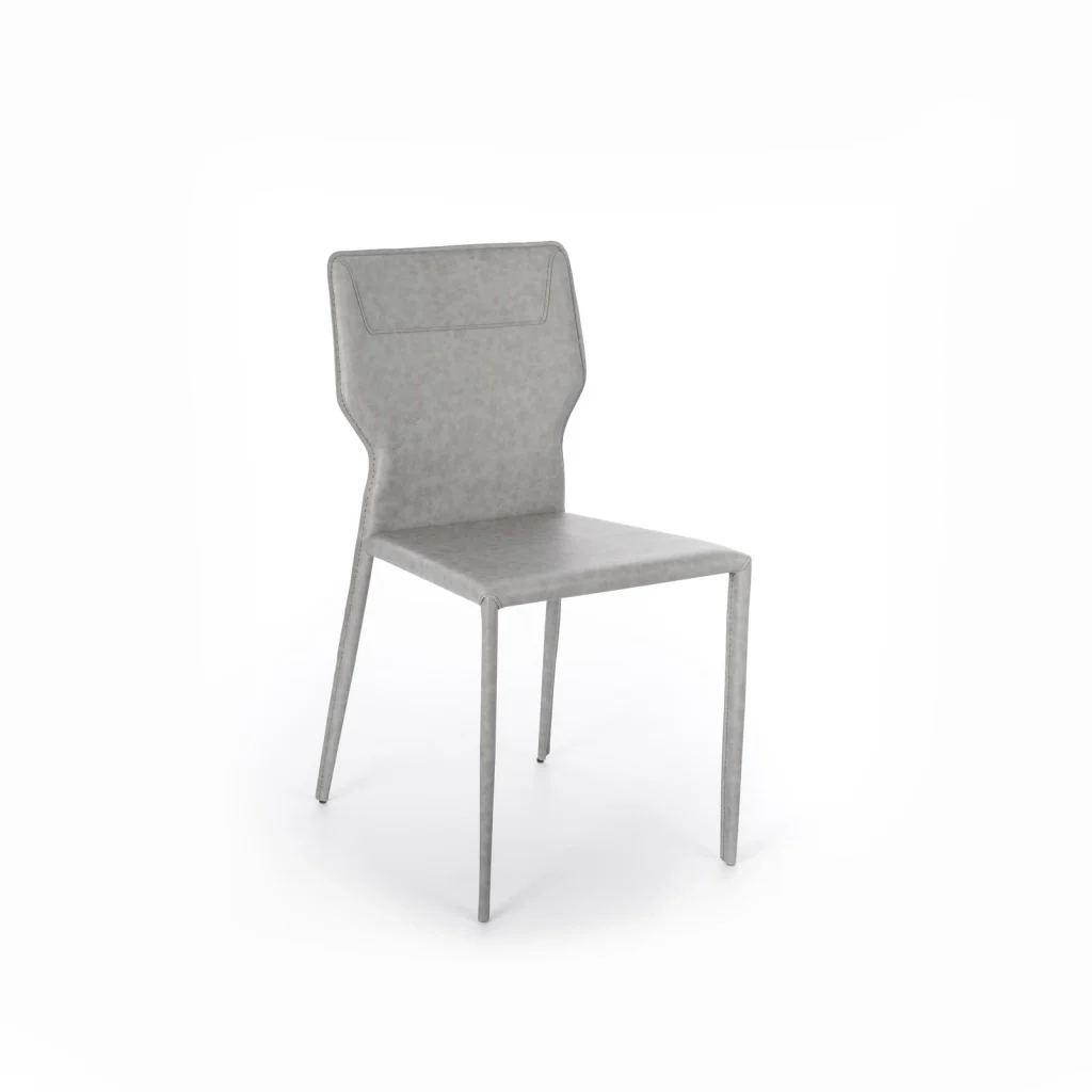 Set 2 Sedie 56x44xH86,5 cm in Similcuoio e Metallo Kim Grigio chiaro - Image 2