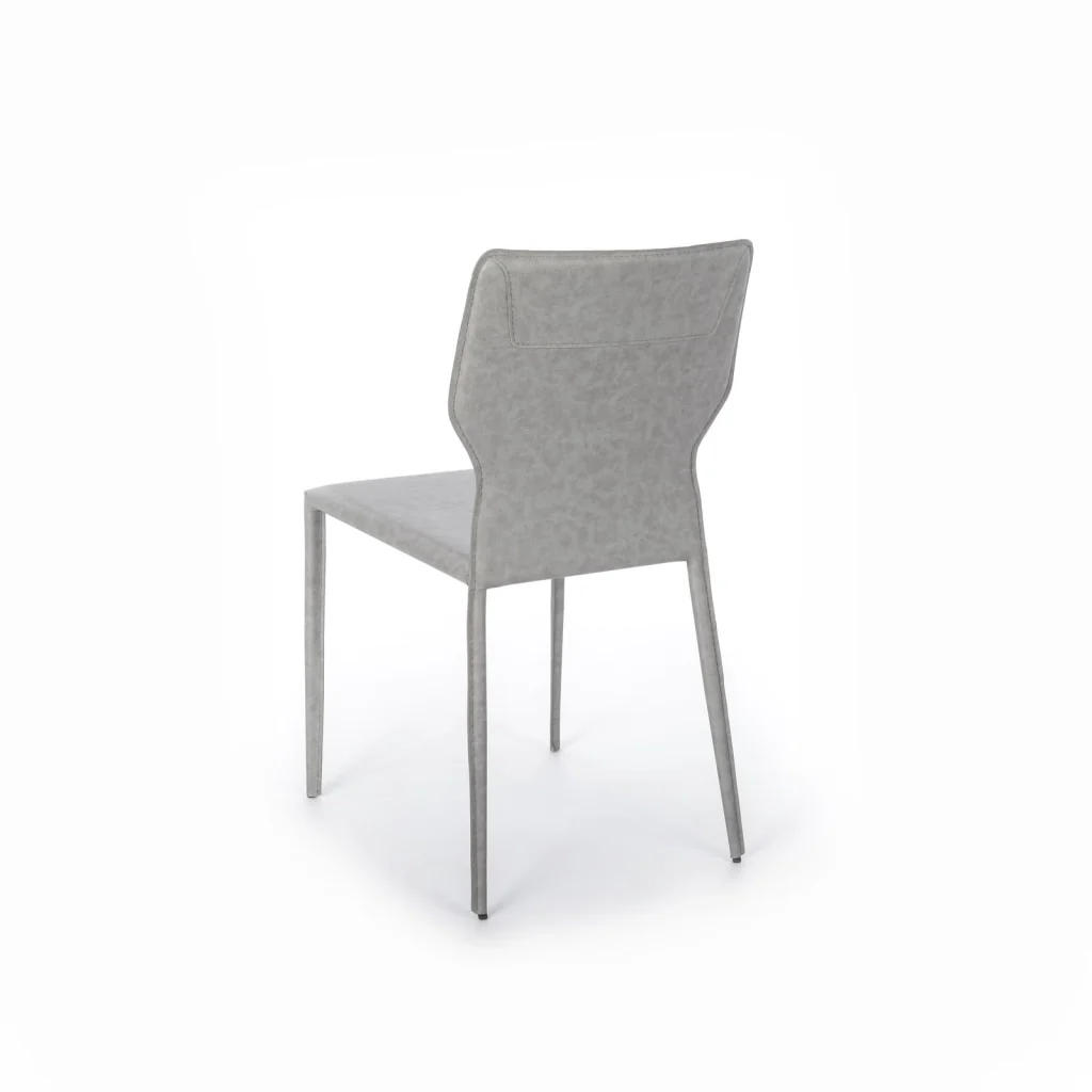 Set 2 Sedie 56x44xH86,5 cm in Similcuoio e Metallo Kim Grigio chiaro - Image 3