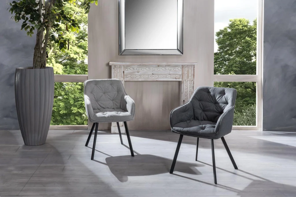 Set 4 Sedie 60x55xH79 cm in Tessuto Elsa Grigio Chiaro - Image 3