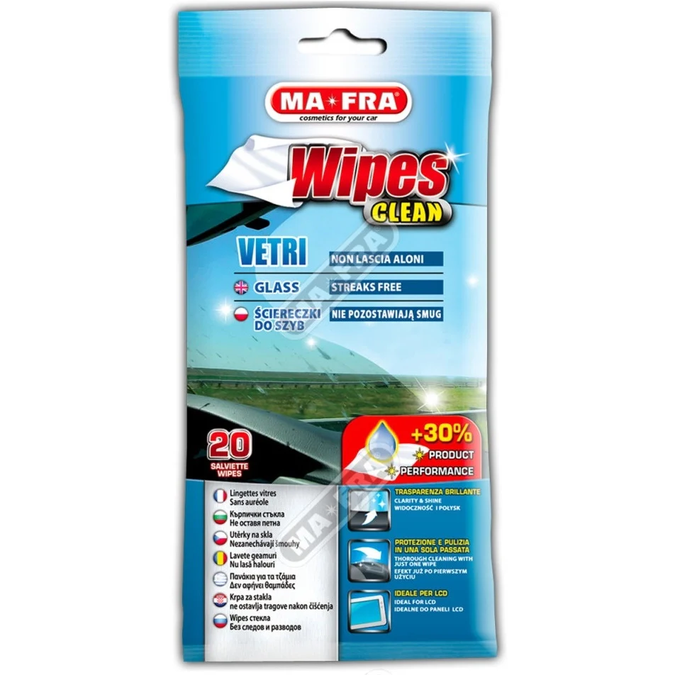 Ma-Fra SET 20 SALVIETTINE VETRI WIPES CLEAN