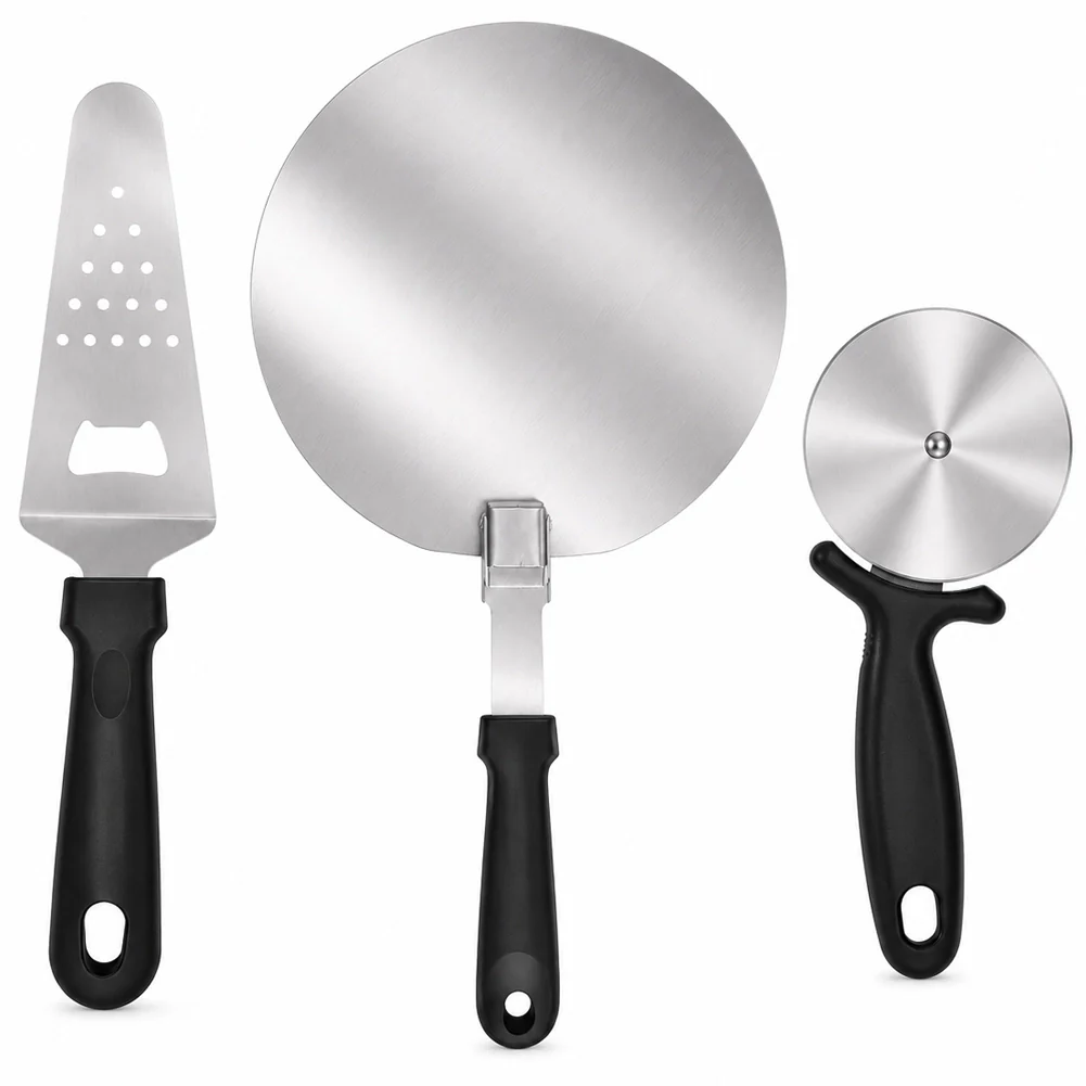 Set 3 Pezzi Accessori Pizza Spatola Pala e Taglierina Apribottiglie Integrato