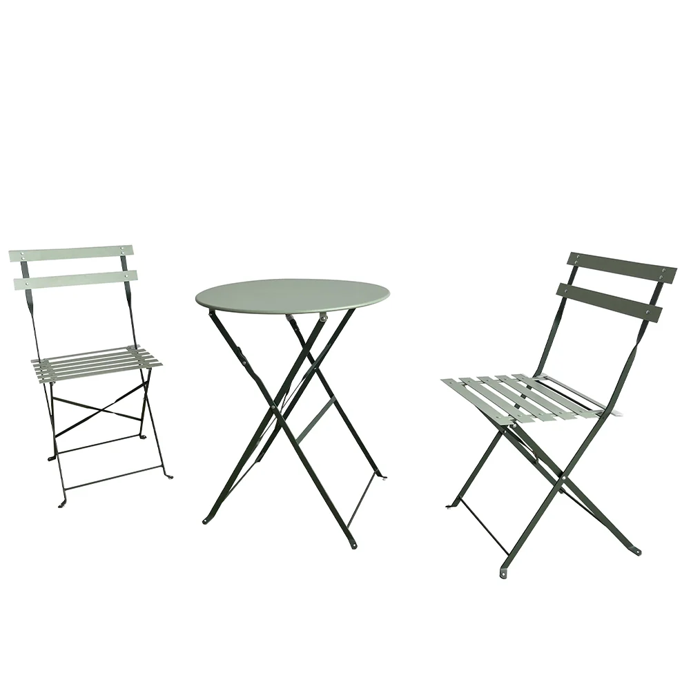Set 3 Pezzi Giardino Tavolo con 2 Sedie da Bistrot Pieghevole Modello Parigi - Image 10