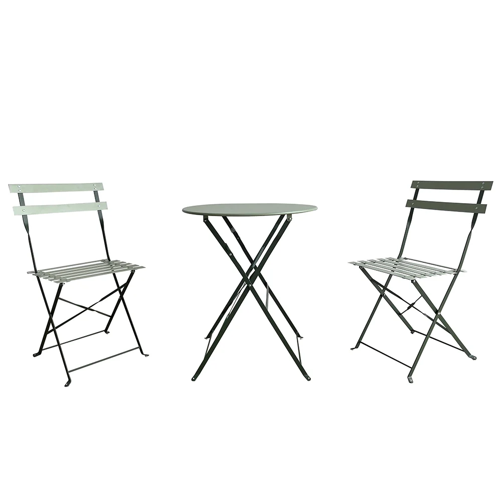 Set 3 Pezzi Giardino Tavolo con 2 Sedie da Bistrot Pieghevole Modello Parigi - Image 4