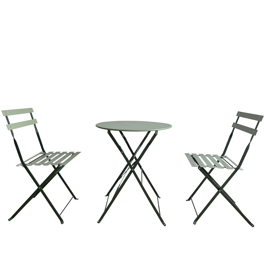 Set 3 Pezzi Giardino Tavolo con 2 Sedie da Bistrot Pieghevole Modello Parigi - Image 8