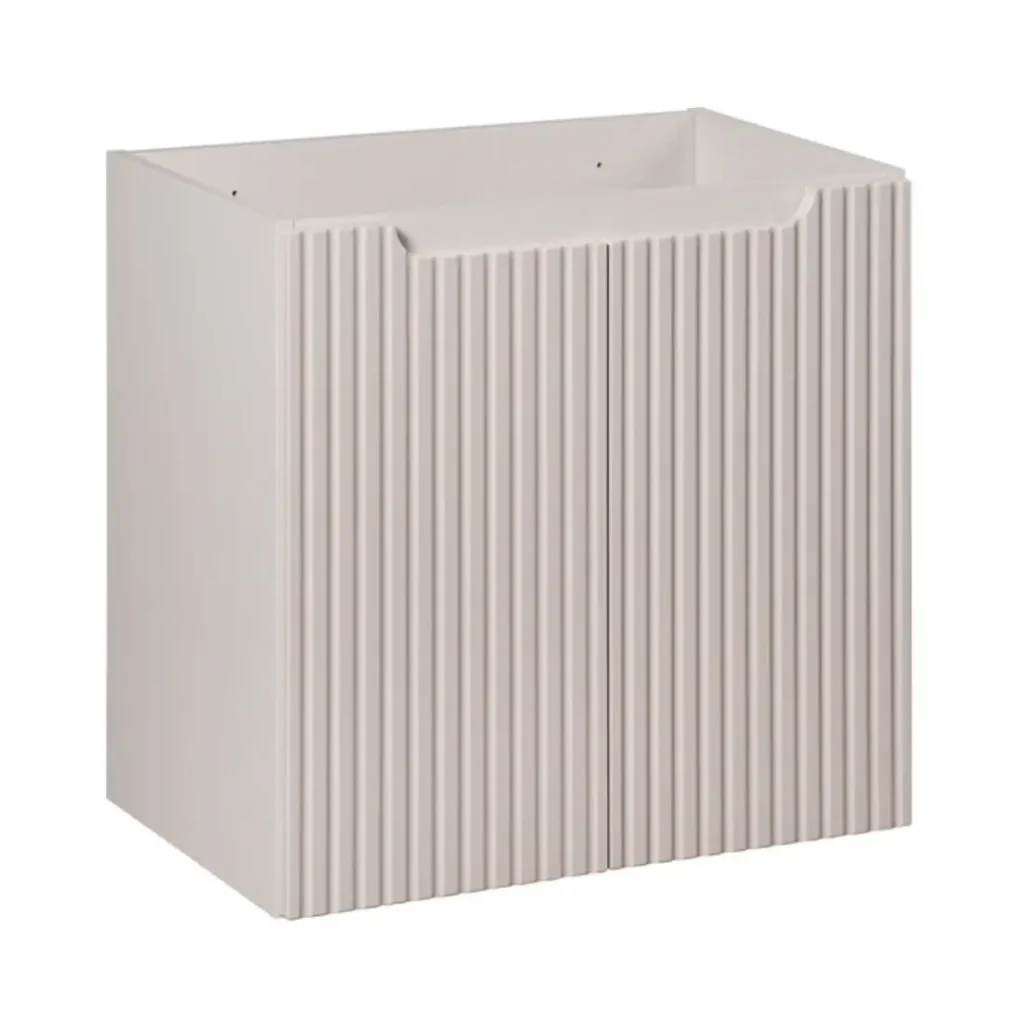 Set bagno VANO cachemire e bianco 60cm: mobile sotto lavabo con ante scanalate verticalmente + lavabo incassato - Image 3
