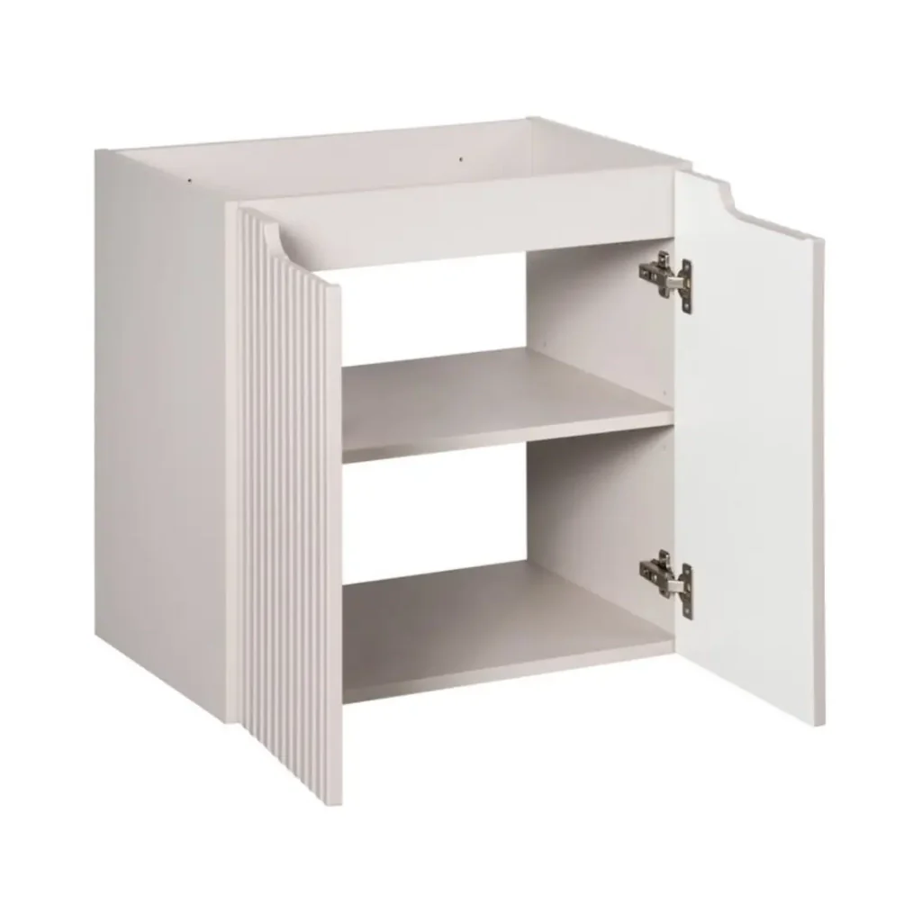 Set bagno VANO cachemire e bianco 60cm: mobile sotto lavabo con ante scanalate verticalmente + lavabo incassato - Image 4