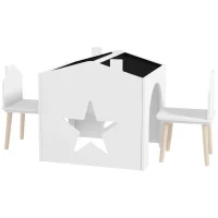 Set con 2 Sedie per Bambini e Tavolino con Lavagna per Cameretta e Asilo, Età 3-8 Anni, Bianco - Image 10
