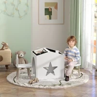 Set con 2 Sedie per Bambini e Tavolino con Lavagna per Cameretta e Asilo, Età 3-8 Anni, Bianco - Image 2