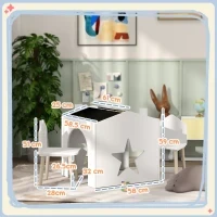 Set con 2 Sedie per Bambini e Tavolino con Lavagna per Cameretta e Asilo, Età 3-8 Anni, Bianco - Image 3