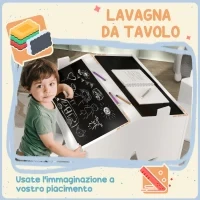Set con 2 Sedie per Bambini e Tavolino con Lavagna per Cameretta e Asilo, Età 3-8 Anni, Bianco - Image 5