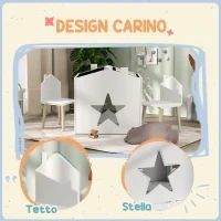 Set con 2 Sedie per Bambini e Tavolino con Lavagna per Cameretta e Asilo, Età 3-8 Anni, Bianco - Image 6