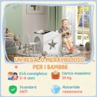 Set con 2 Sedie per Bambini e Tavolino con Lavagna per Cameretta e Asilo, Età 3-8 Anni, Bianco - Image 7