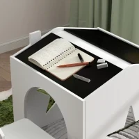 Set con 2 Sedie per Bambini e Tavolino con Lavagna per Cameretta e Asilo, Età 3-8 Anni, Bianco - Image 8